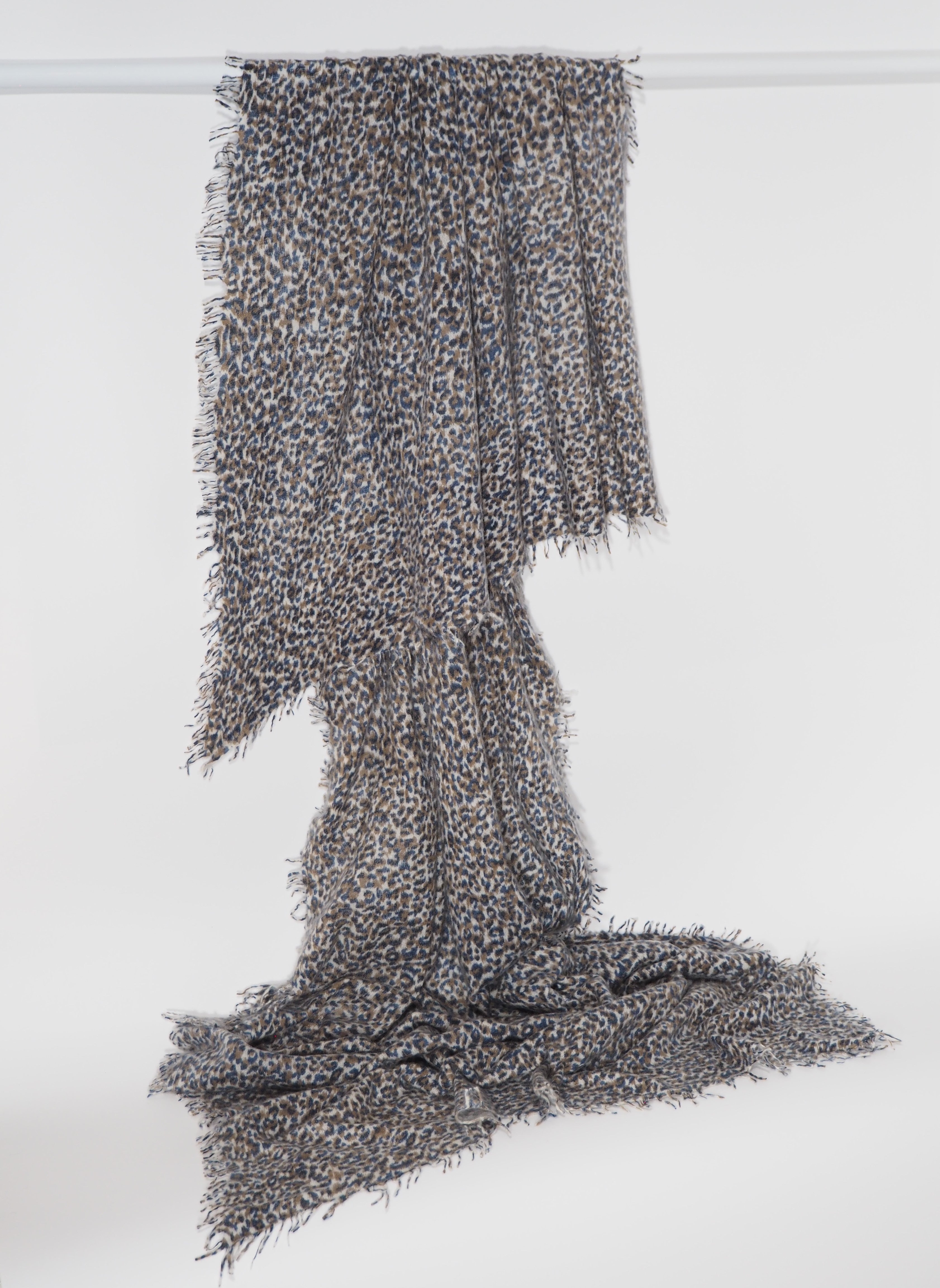 KATARI - Kaschmir-Schal - Farbe: LEO Brown / Blue