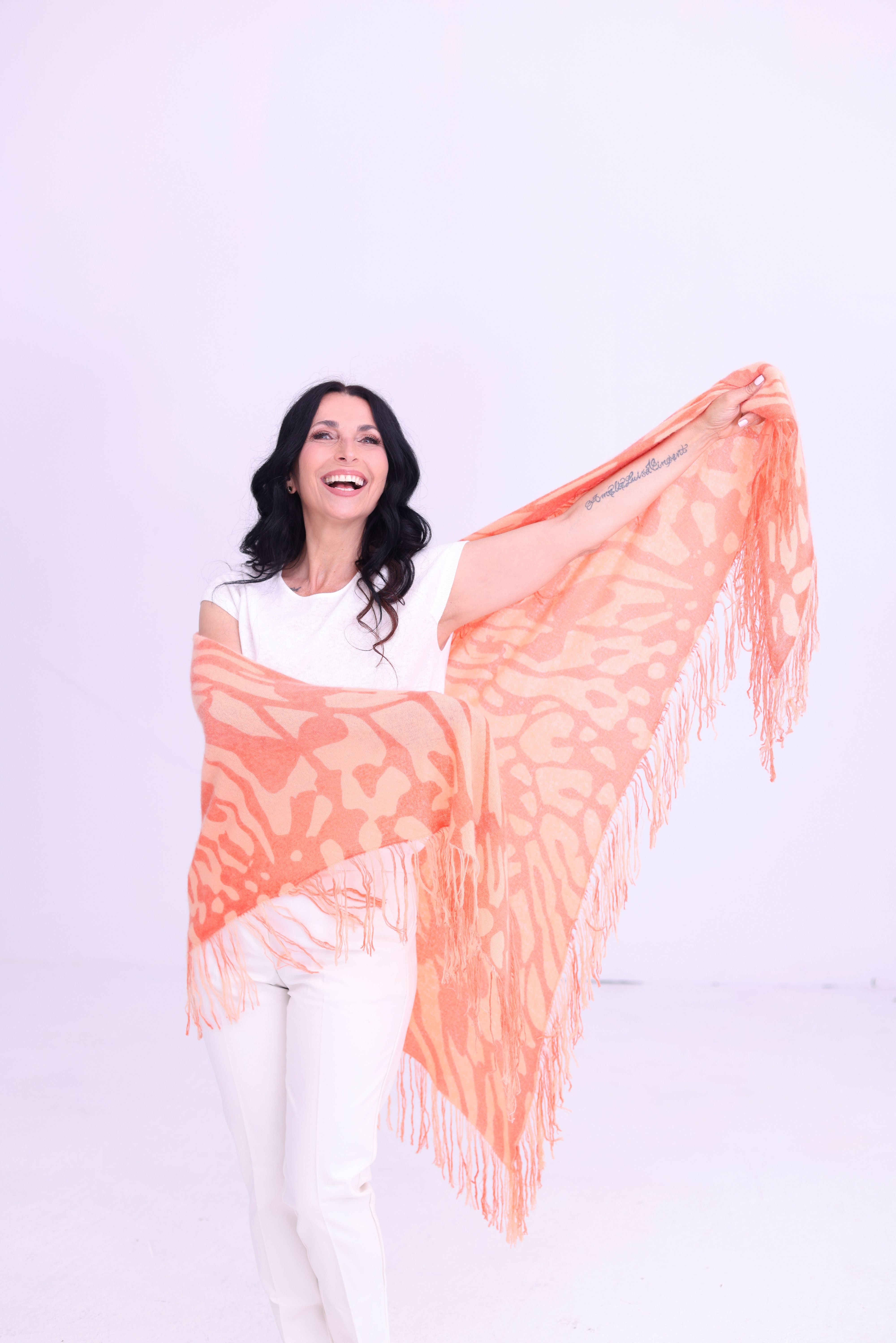 SUNDARI - Kaschmir-Schal - Farbe: Orange