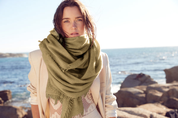 Tibet - Cashmere-Schal - Farbe: Olive