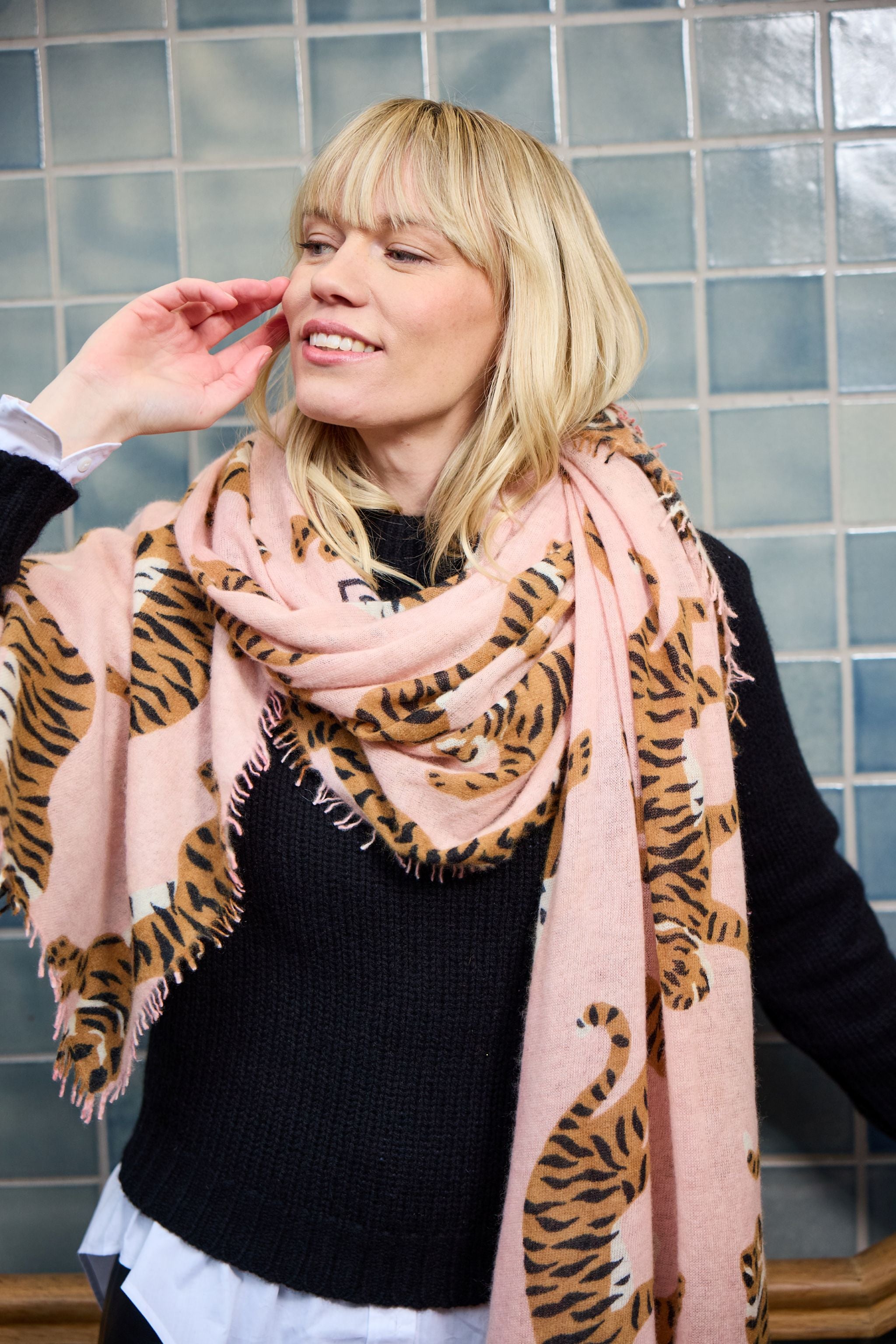 Tigerlein - Cashmere-Schal -     Farbe: Rose