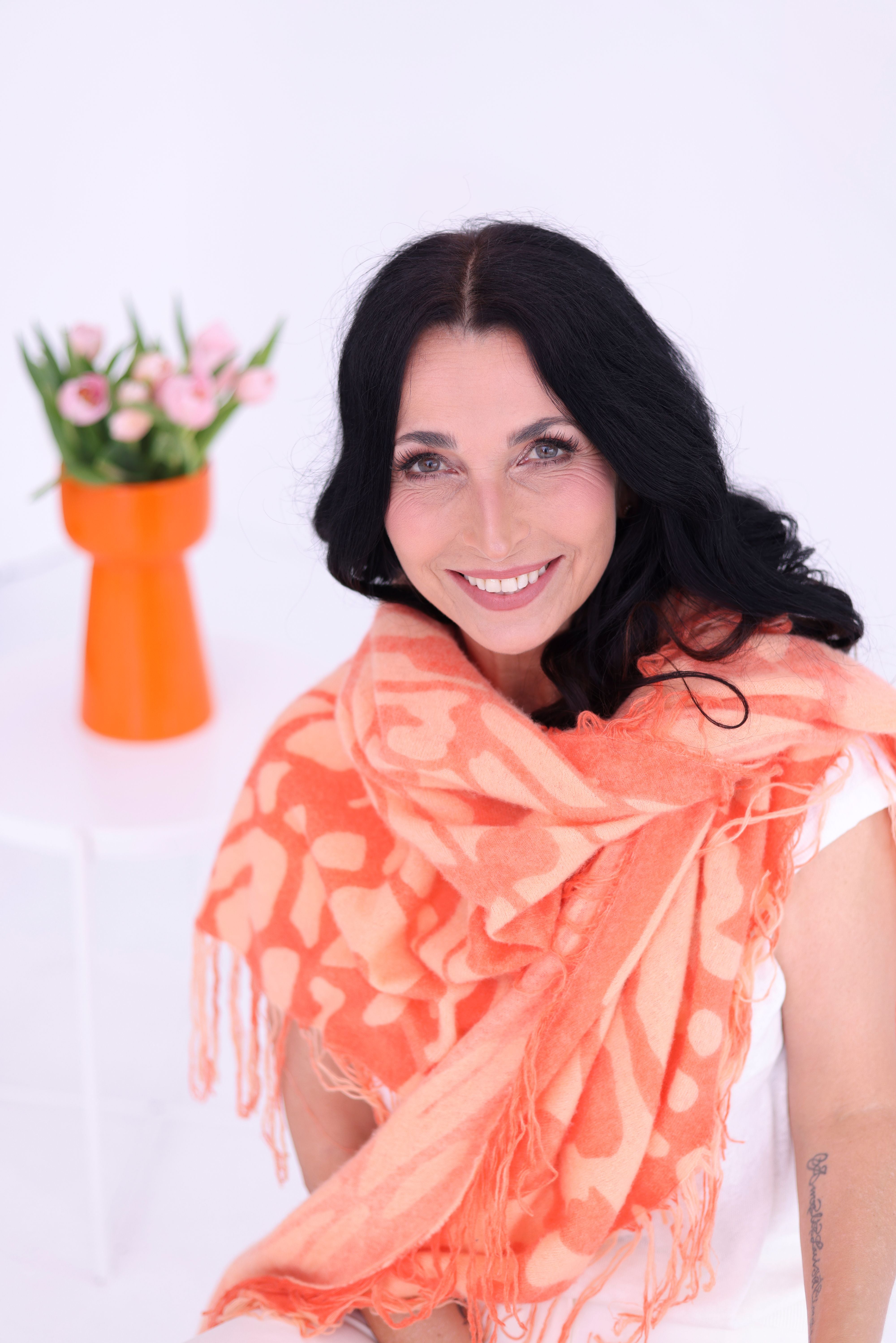 SUNDARI - Kaschmir-Schal -      Farbe: Orange