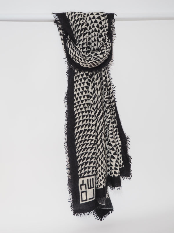 Nandini - Cashmere-Schal - Farbe: Offwhite/Black