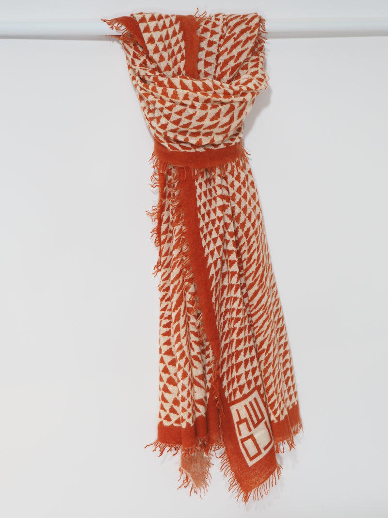 Nandini - Cashmere-Schal - Farbe: Offwhite / Orange