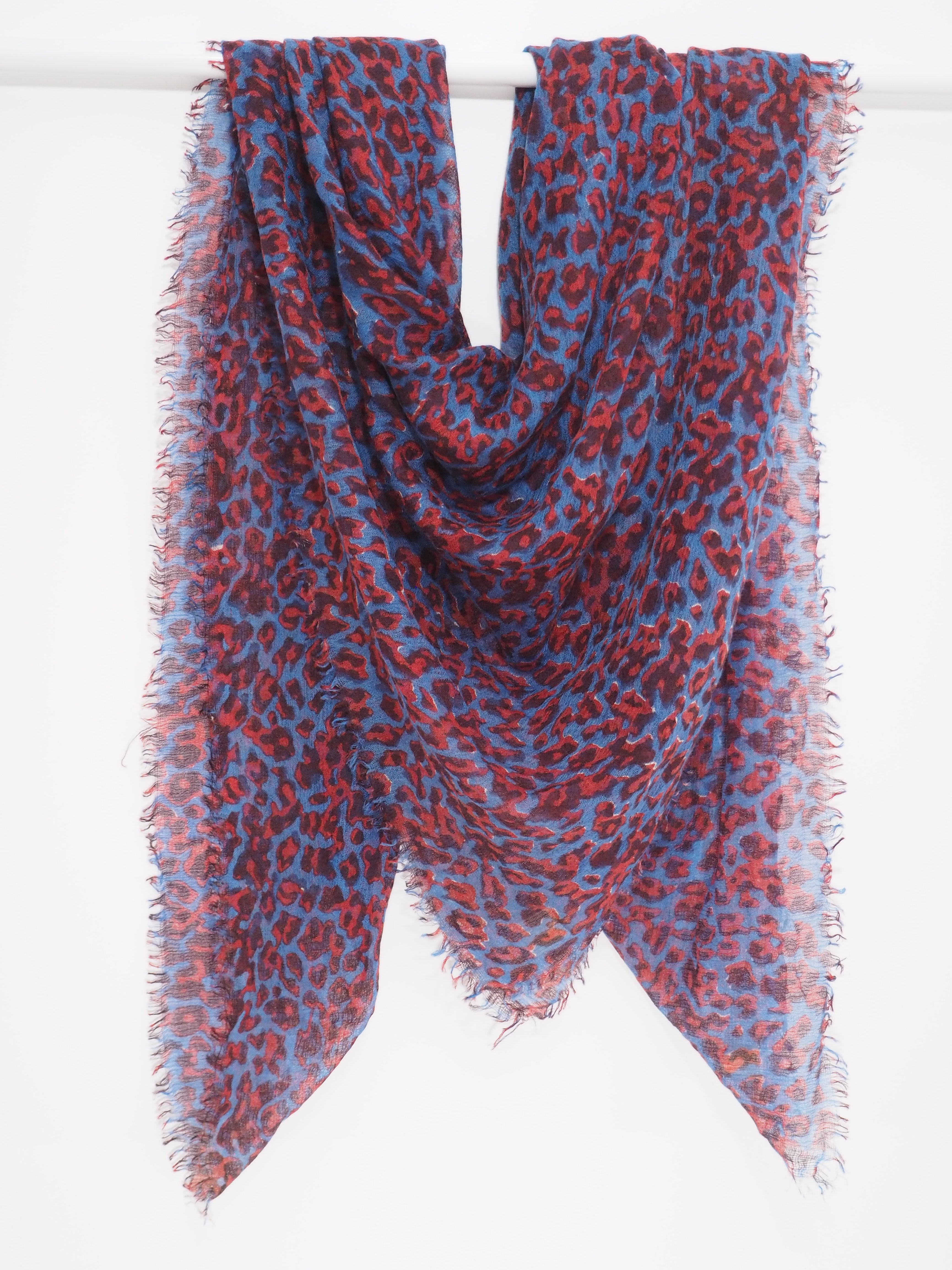 JANGALI - Federleichter Kaschmir-Schal -      Farbe: Blue-Red