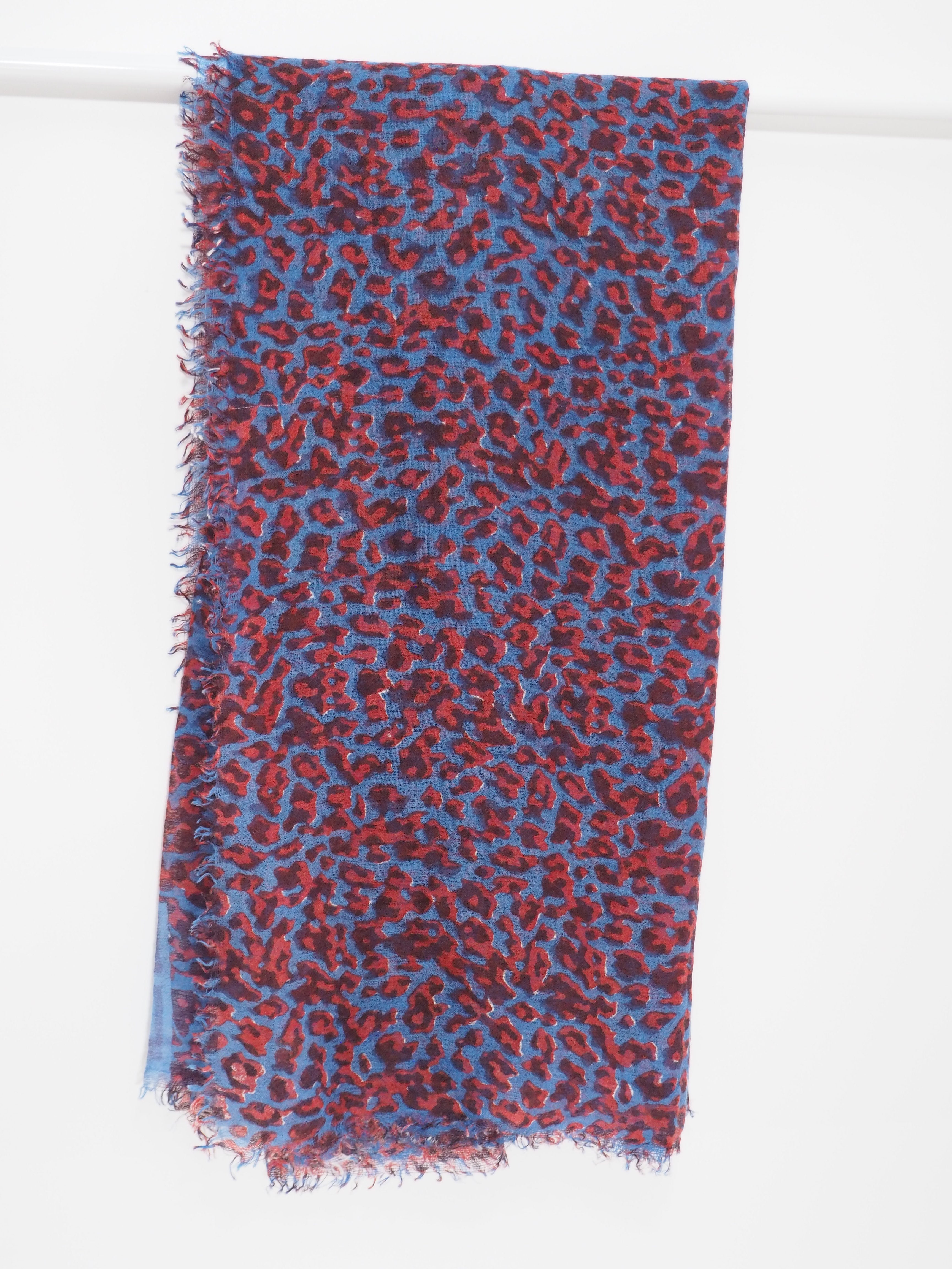 JANGALI - Federleichter Kaschmir-Schal -      Farbe: Blue-Red